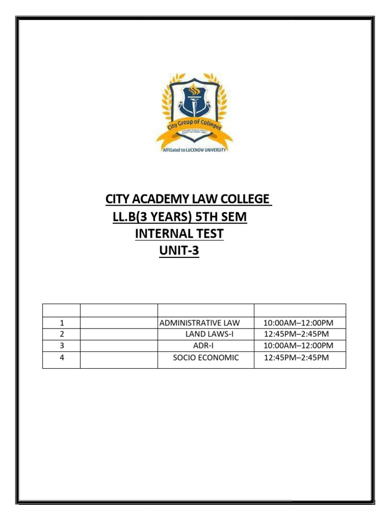 Date - Sheet LLB 3 Year 5th Sem - Unit-3 | PDF