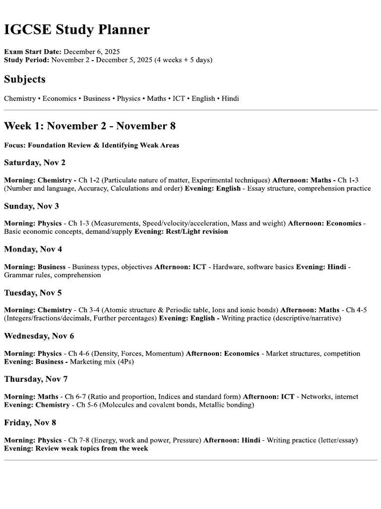 Study Planner | PDF
