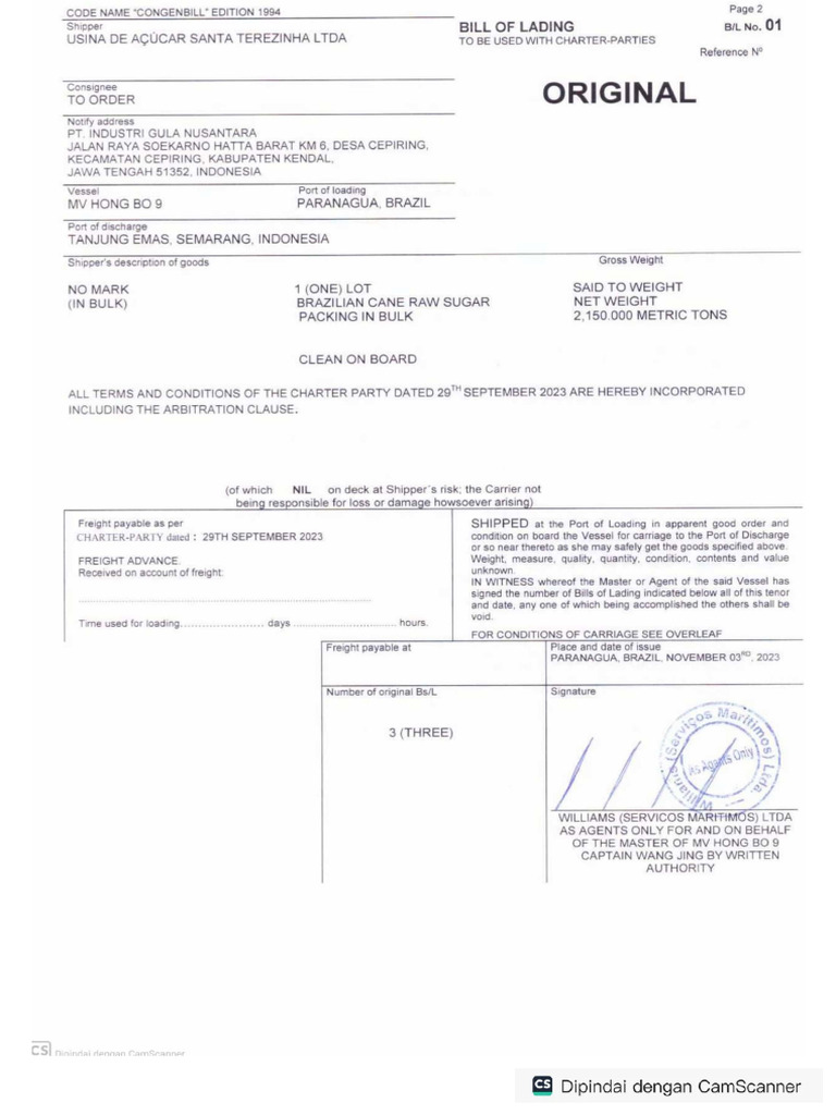 Bill of Landing | PDF