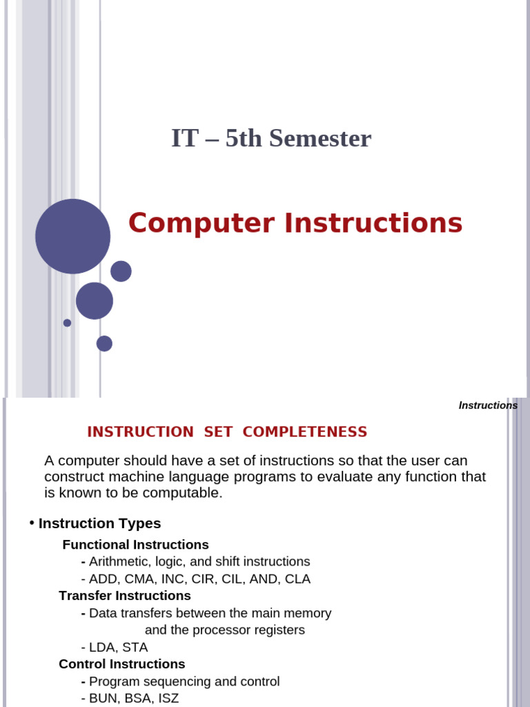 Computer Instruction Set Overview | PDF | Assembly Language | Office ...