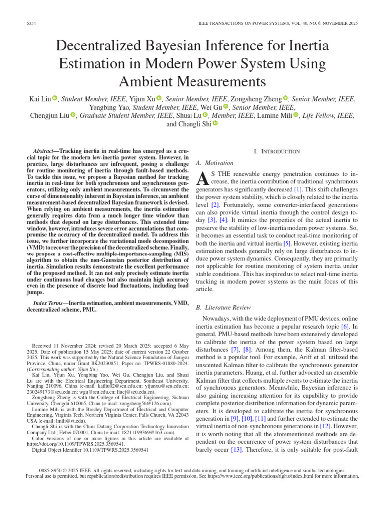 Decentralized Bayesian Inference For Inertia Estimation in Modern Power ...