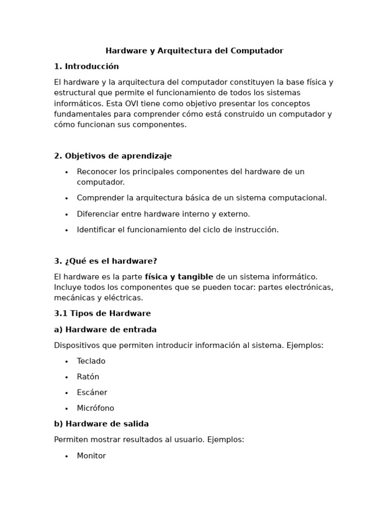 Hardware y Arquitectura del Computador | PDF | Hardware de la ...