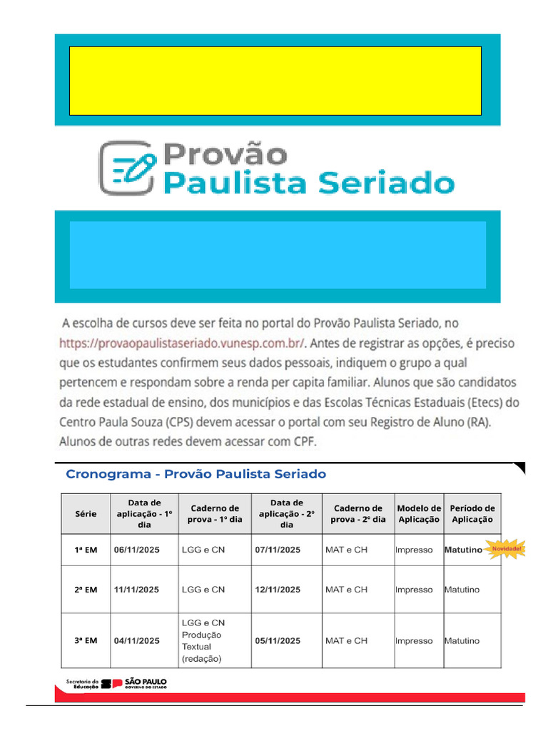Regras do Provão Paulista Seriado 2025 | PDF | Educação Especial