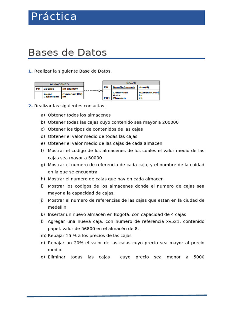 Práctica Bases de Datos | PDF