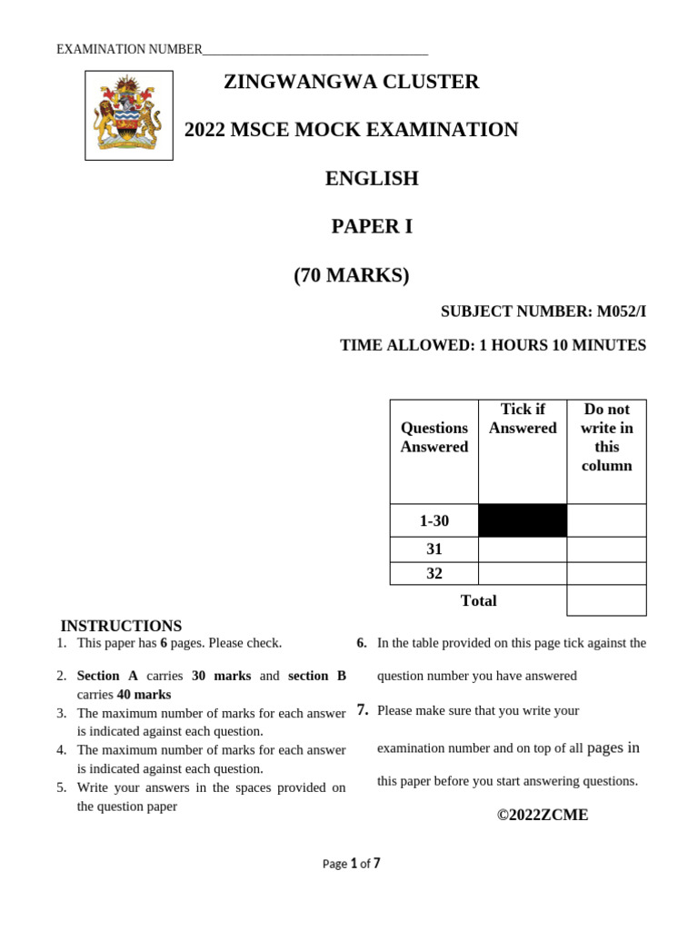 Paper 1 English | PDF | Adverb | Adjective