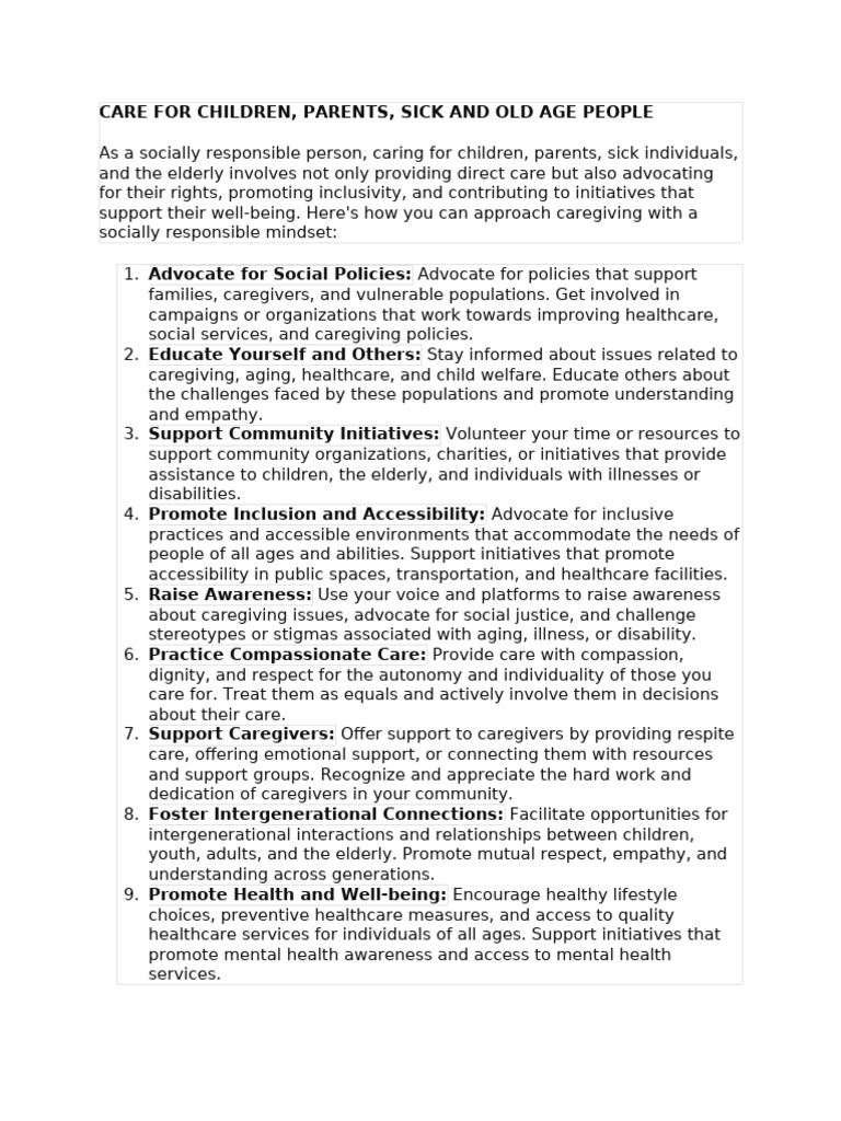 Compassionate Care for All Ages | PDF | Caregiver | Social Policy