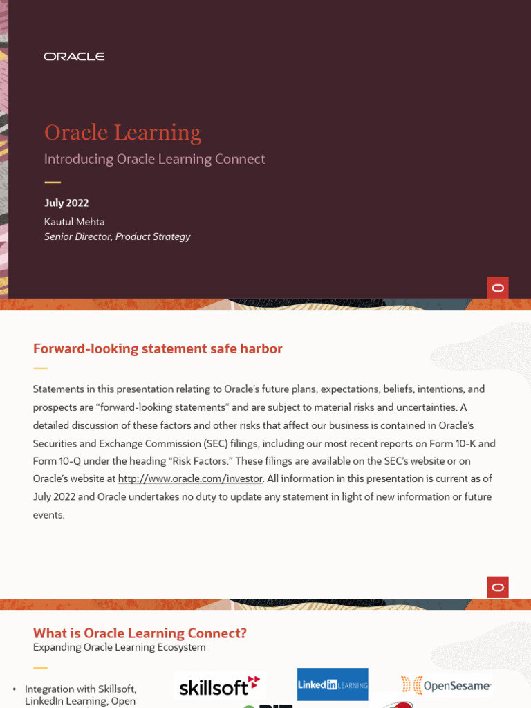 Oracle Learning Connect Overview 2022 | PDF | Oracle Corporation ...