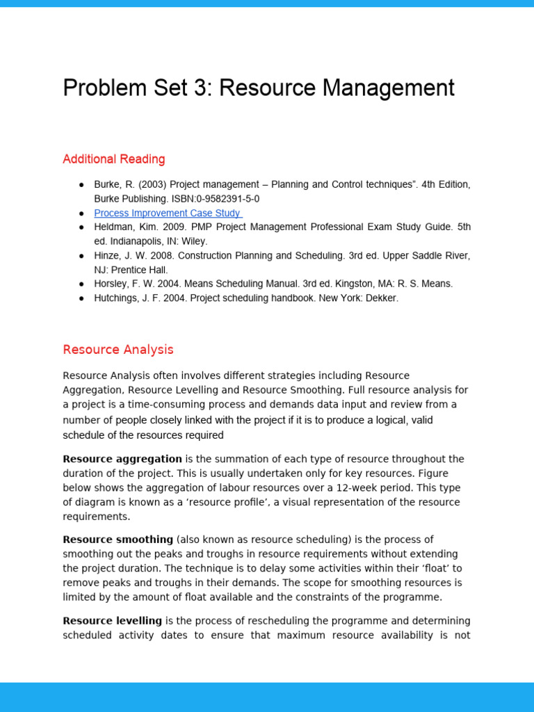 Resource Management in Construction Projects | PDF
