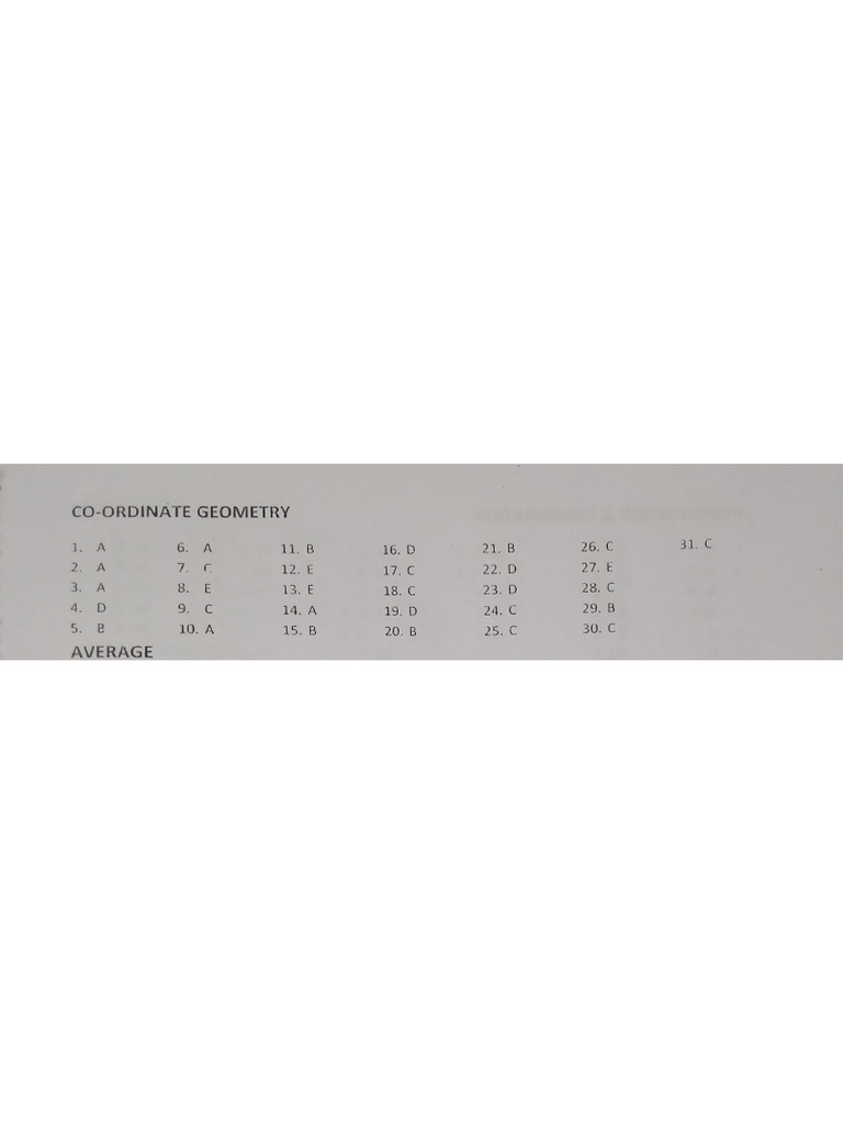 Co-Ordinate Geometry Answers | PDF