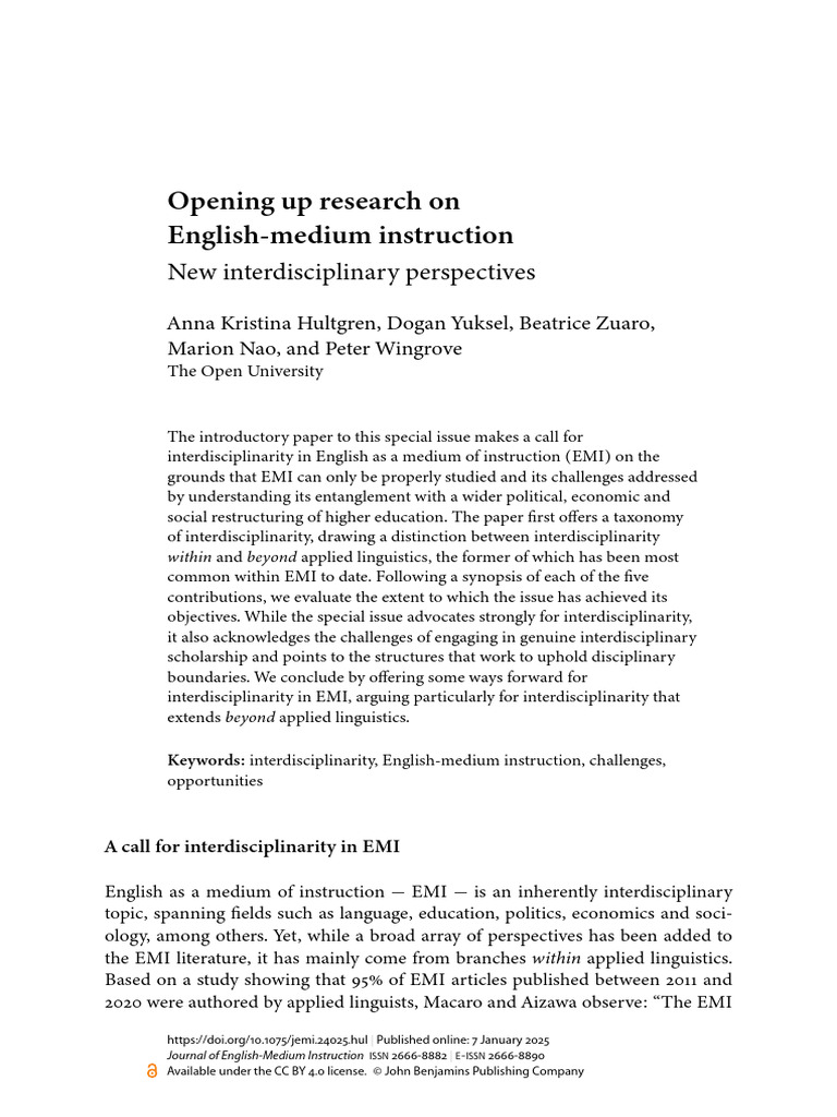 Interdisciplinary Approaches in EMI Research | PDF ...