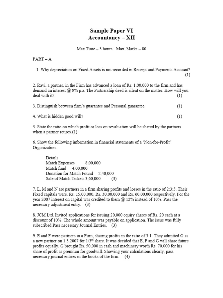 Accountancy HOTS Sample Paper Set 5 | PDF | Balance Sheet | Cash Flow ...