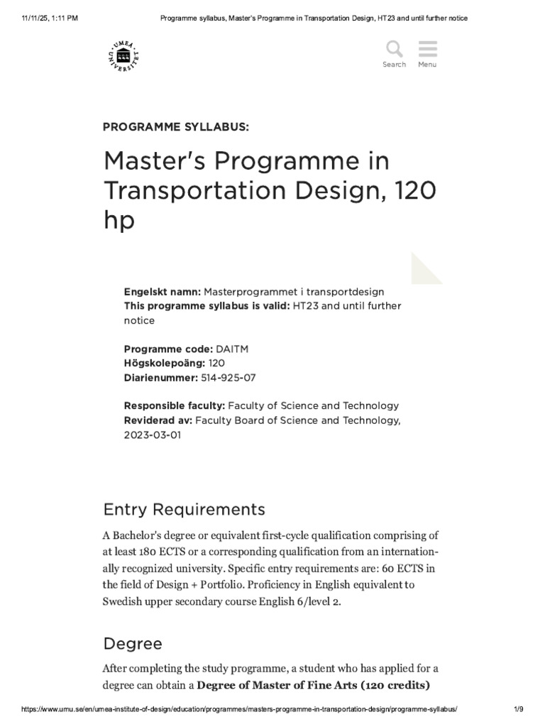 Programme Syllabus, Master - S Programme .. | PDF