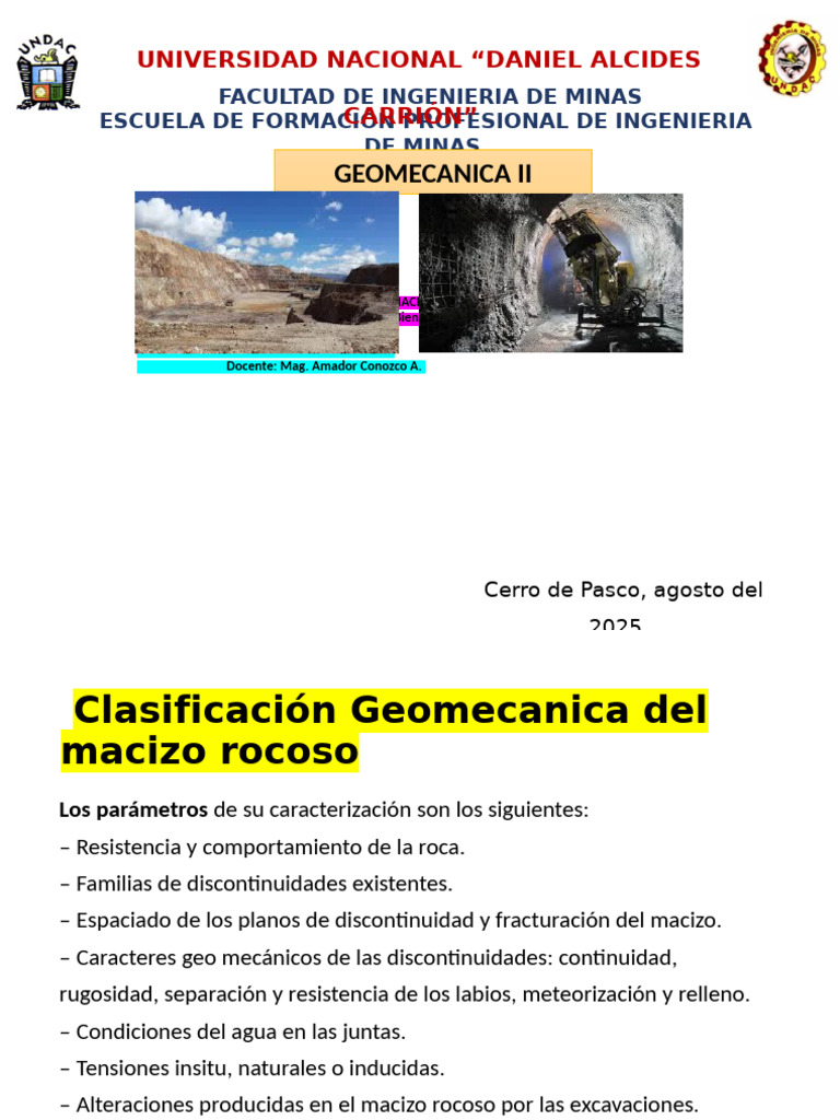 Clasificación Geomecánica del Macizo Rocoso | PDF