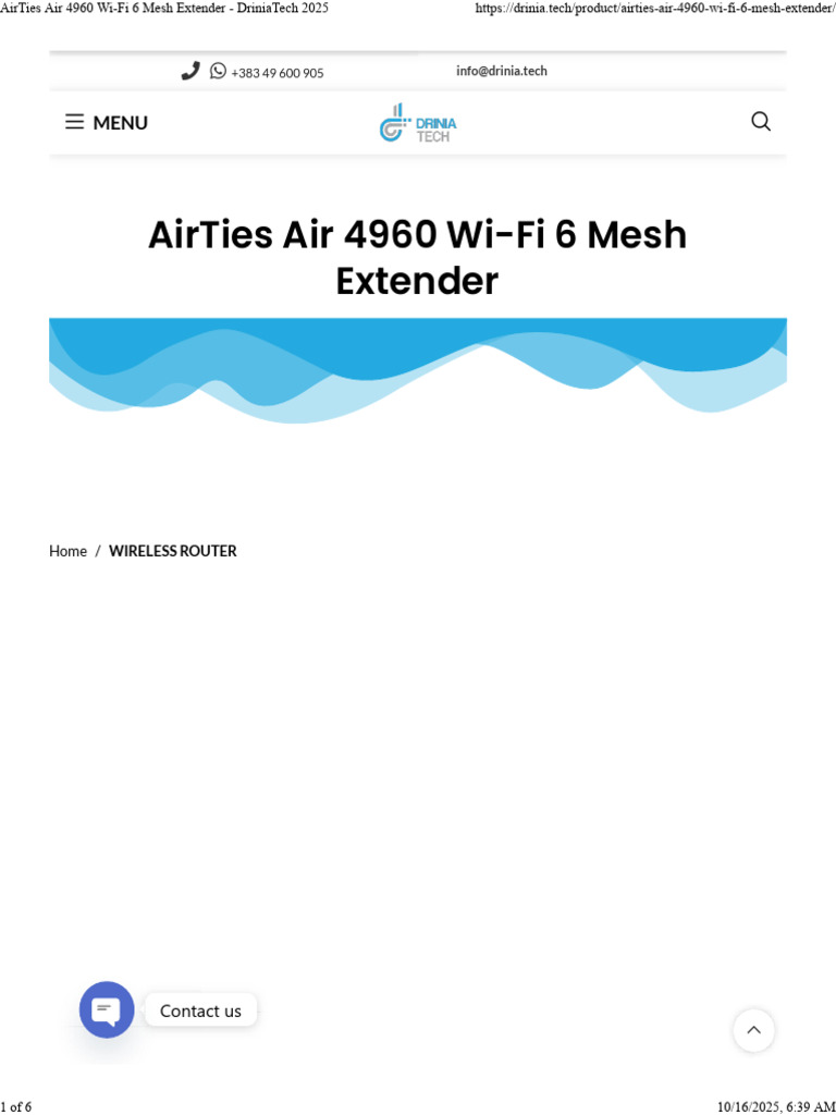 AirTies Air 4960 Wi-Fi 6 Extender | PDF | Ieee 802.11 | Wi Fi