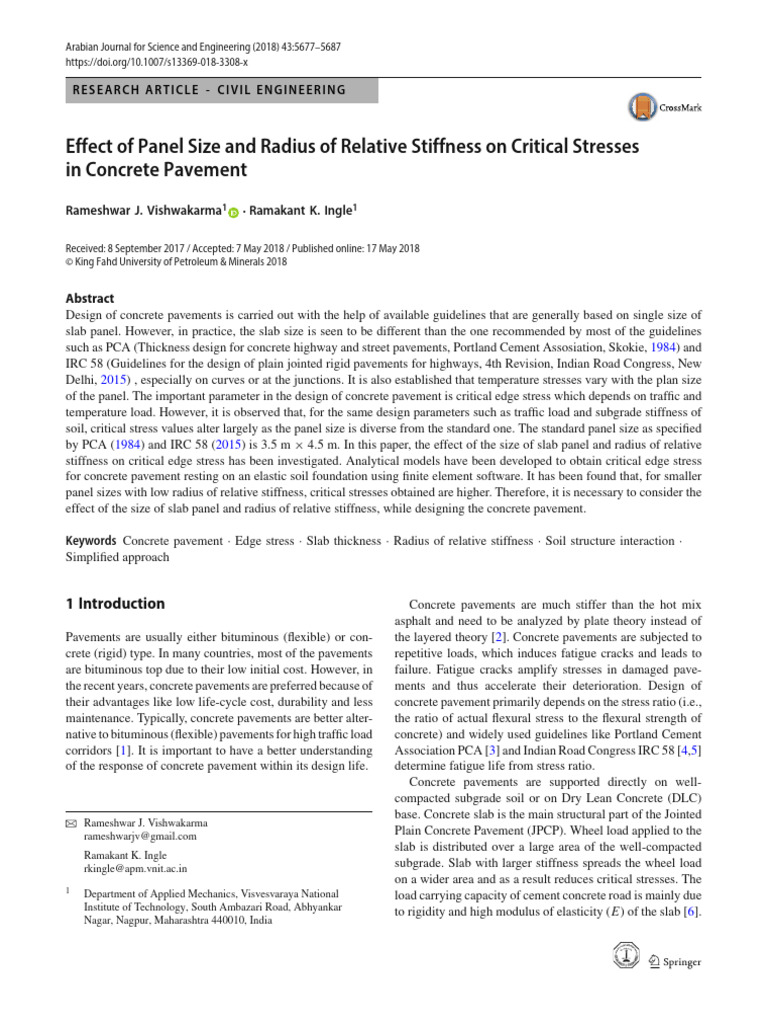 Effect of Panel Size and Radius of Relative Stiffness On Critical ...