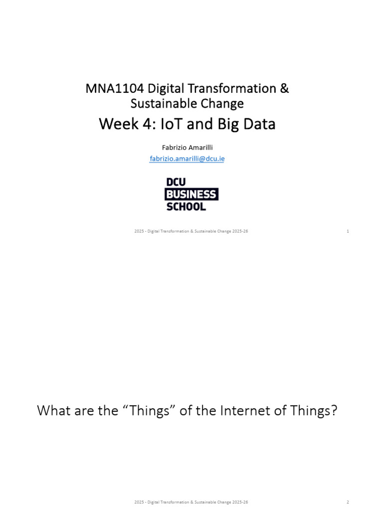 MNA1104 Week 4 - IoT Big Data | PDF | Internet Of Things | Big Data