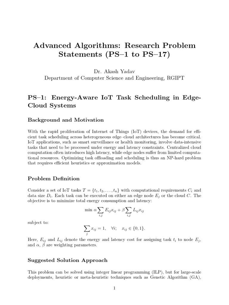 Advanced Algorithms for IoT and Optimization | PDF | Mathematical ...