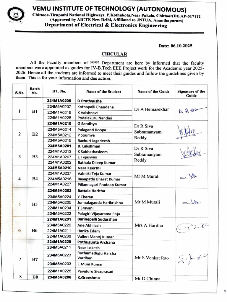 IV B.Tech EEE Project Guidelines 2025 | PDF