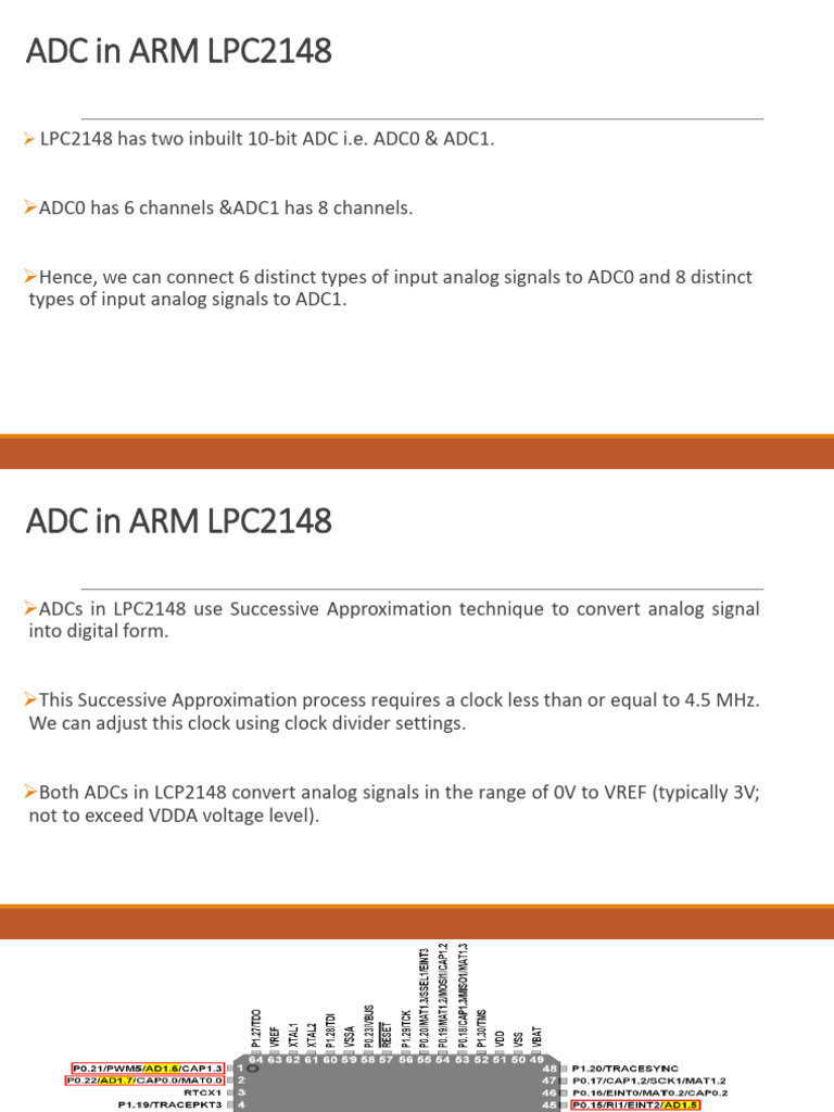 ADC Functionality in LPC2148 Explained | PDF | Analog To Digital ...