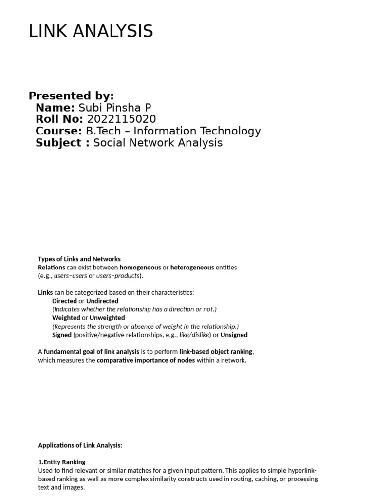 Link Analysis Subi | PDF | Applied Mathematics
