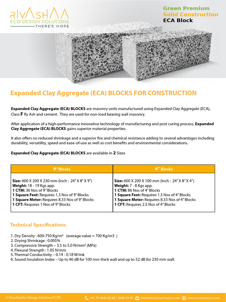 ECA Blocks: Lightweight Eco-Friendly Construction | PDF | Masonry ...