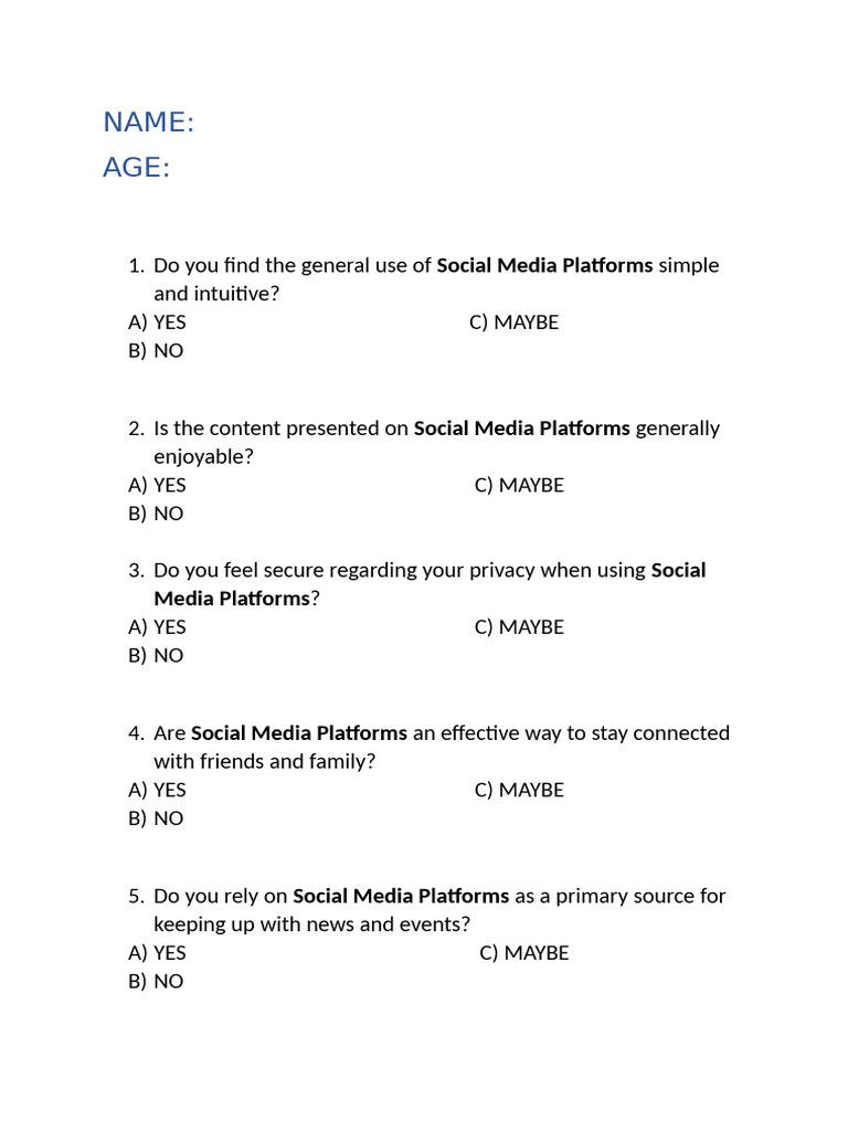 Social Media User Experience Survey | PDF