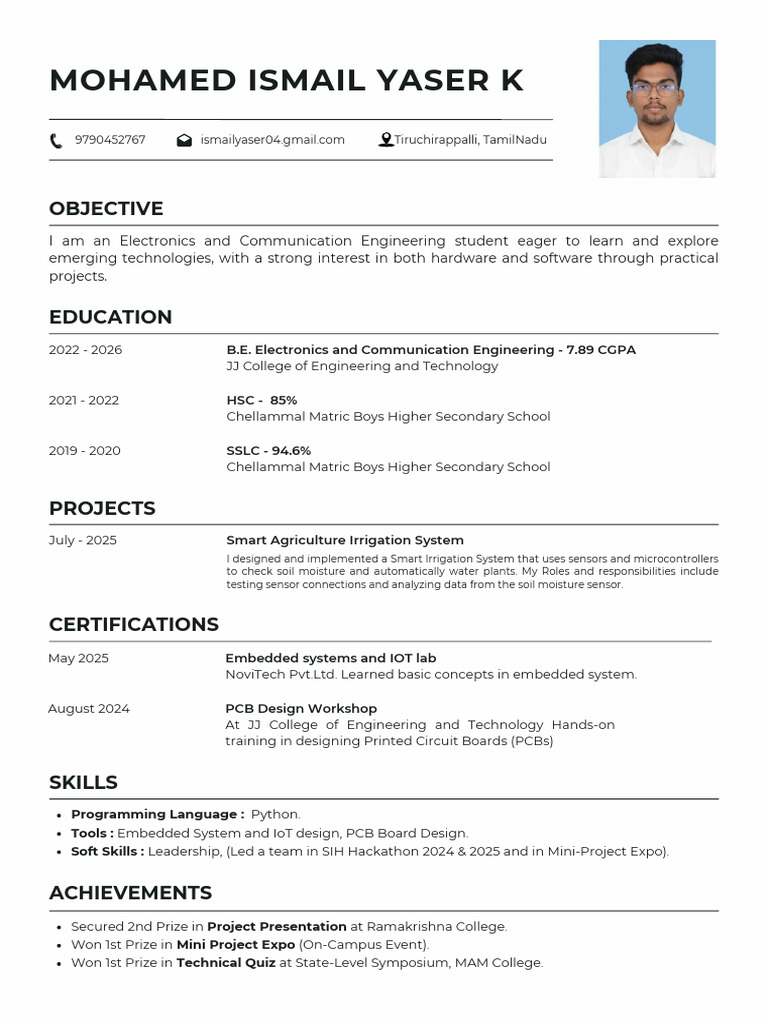 Electronics Engineering Student Profile | PDF