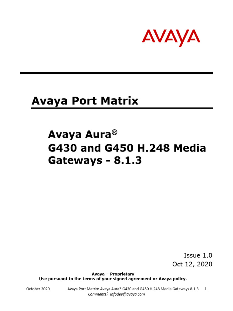 Avaya G430/G450 Media Gateways Port Matrix | PDF | File Transfer ...