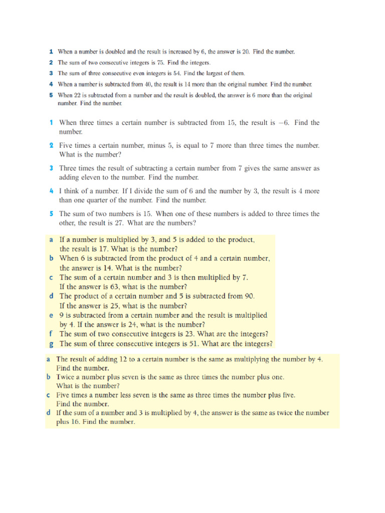 LInear Word Problem All | PDF