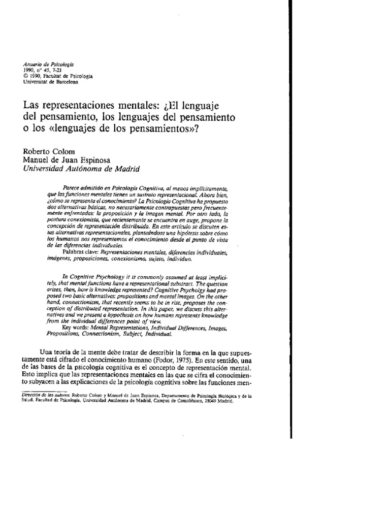 Representaciones Mentales | PDF