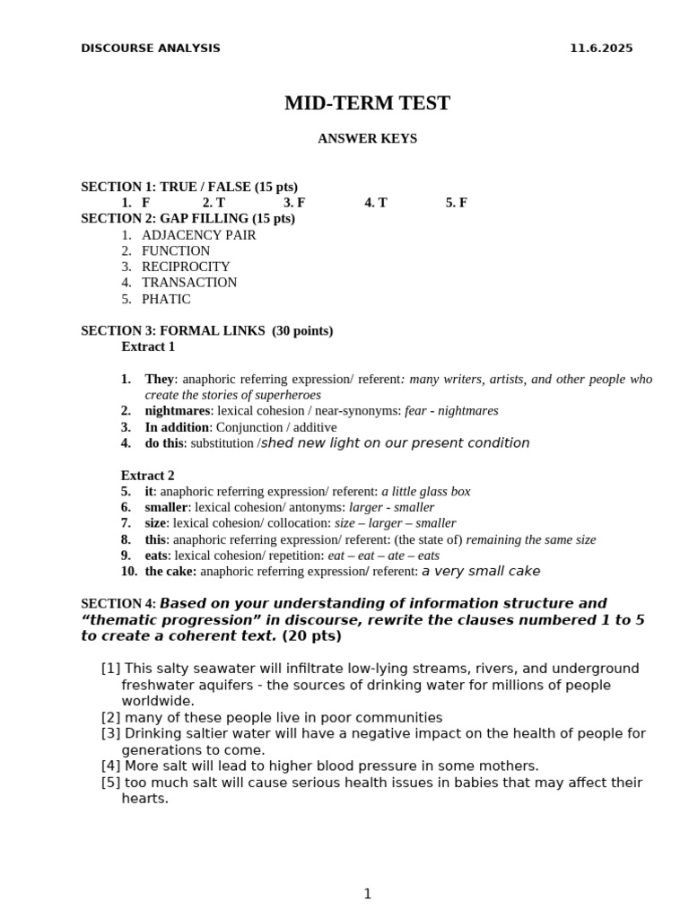 Mid-Term Test - KEY | PDF