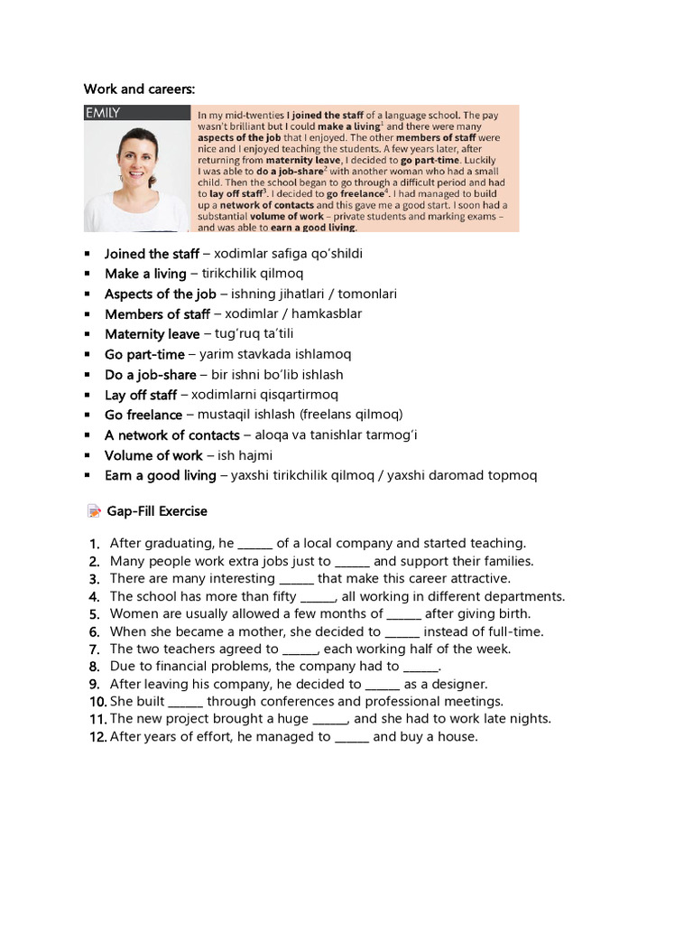 Work and Careers Vocabulary Guide | PDF | Chess | Chess Theory