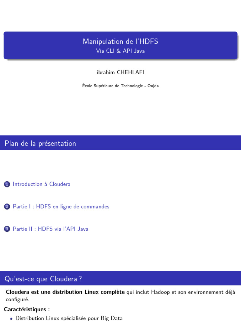 Manipulation HDFS : CLI et API Java | PDF | Apache Hadoop | MapReduce
