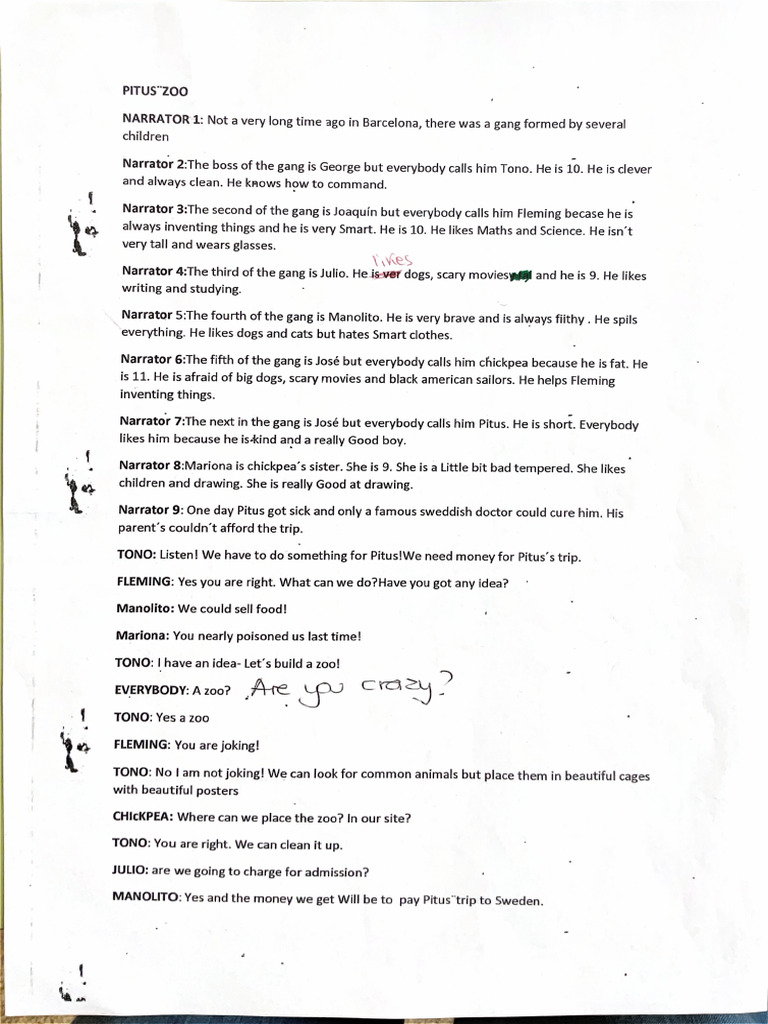 Script Pitus Zoo | PDF