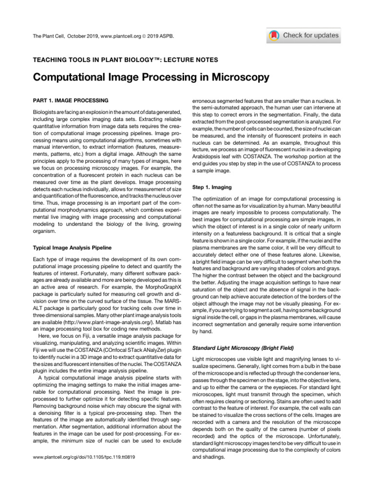 Class Note Computational Image Processing in Micros | PDF | Microscopy ...