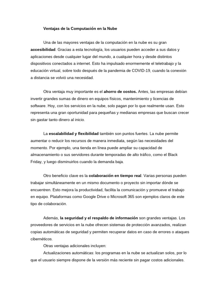 Ventajas y Desventajas de la Nube | PDF | Computación en la nube | Internet