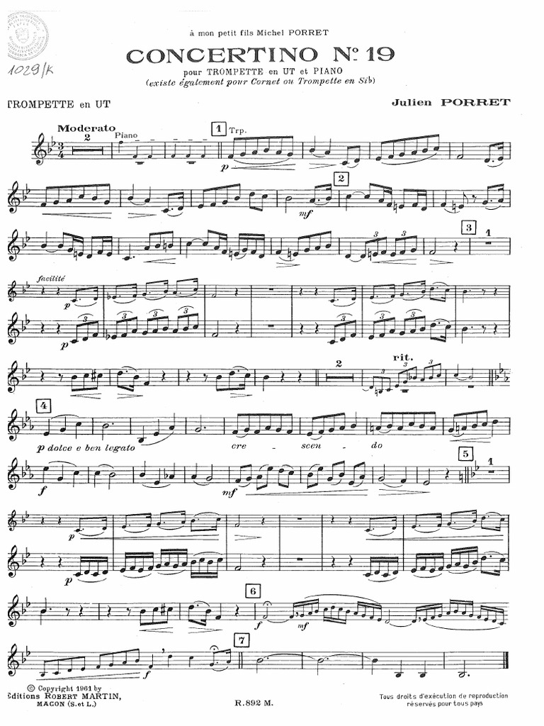 Porret Julien - CONCERTINO N.19 Trobenta | PDF