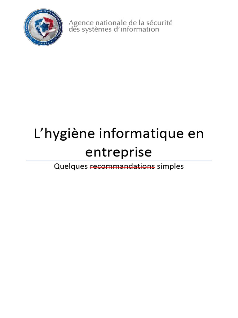 Hygiène informatique en entreprise : guide essentiel | PDF | Mot de ...