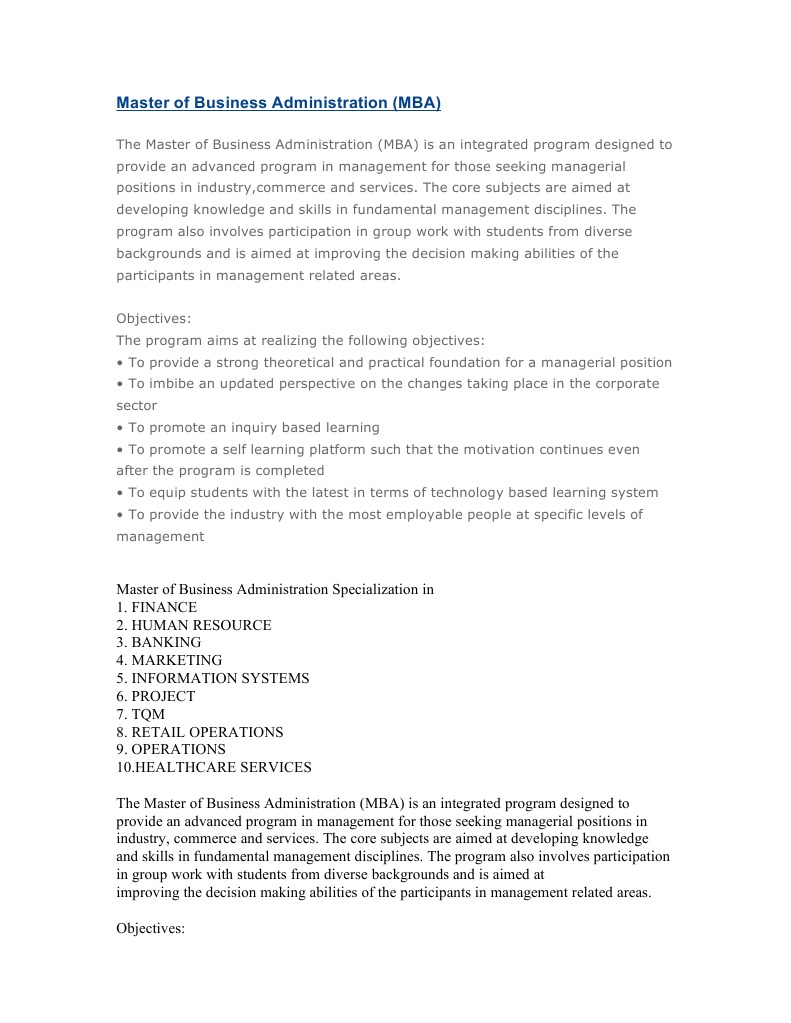 SMU MBA Program Overview and Specializations | PDF | Master Of Business ...