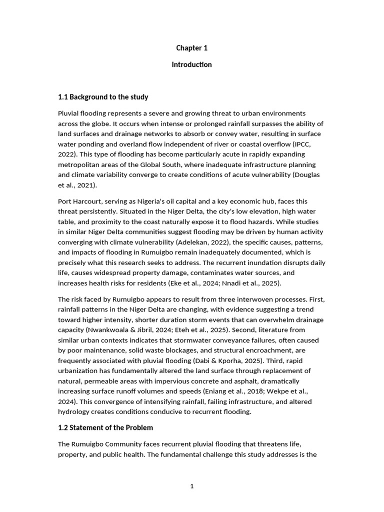 My Project Work. Chpt 1, 2 and 3 | PDF | Flood | Surface Runoff