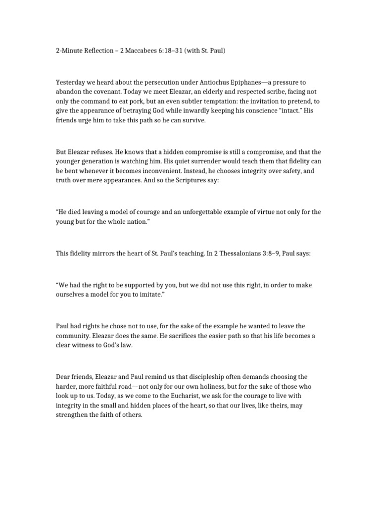 2 Minute Reflection Eleazar Paul | PDF