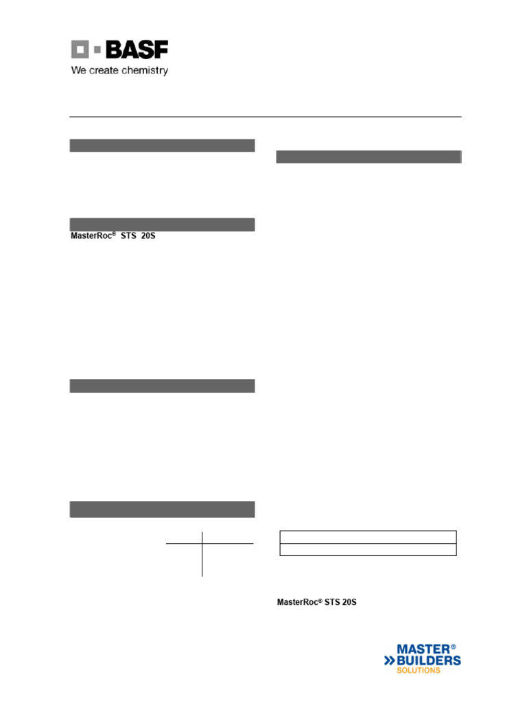 Basf Masterroc Sts 20s Tds | PDF | Concrete | Building Engineering