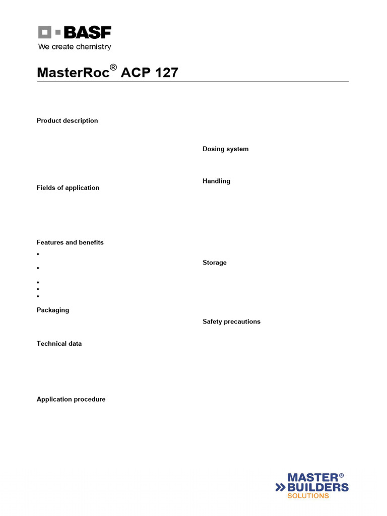 MasterRoc ACP 127: Anti-Clay Polymer for TBMs | PDF | Materials ...