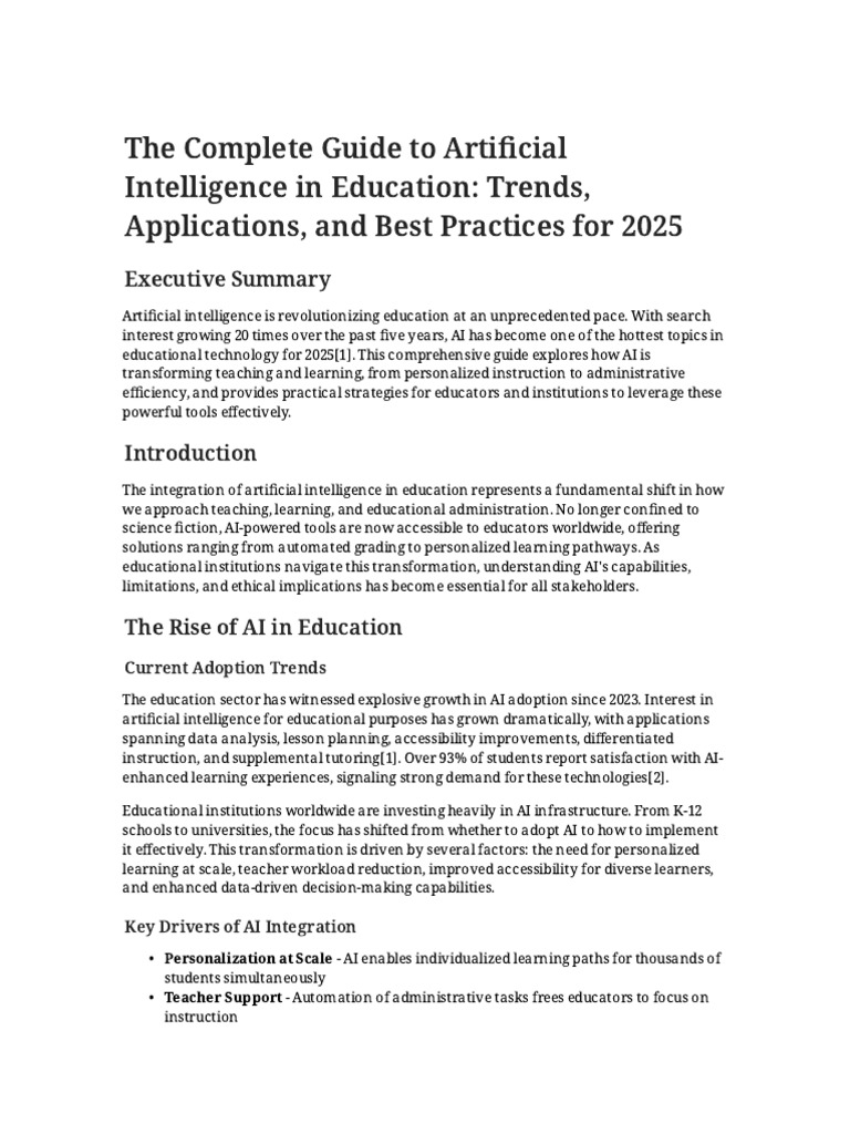 AI in Education: Trends & Strategies 2025 | PDF | Artificial ...