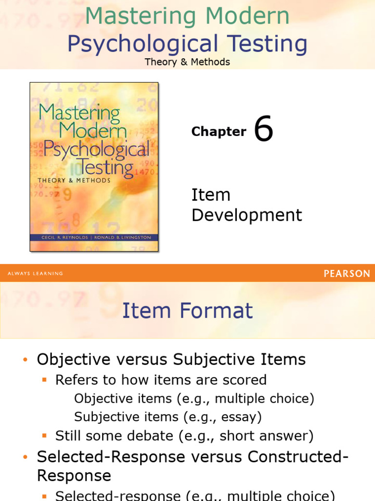 Psychological Testing: Item Development Guide | PDF | Multiple Choice ...