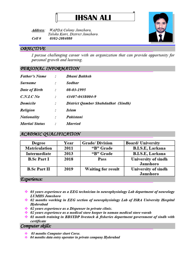 IHSAN ALI CV | PDF