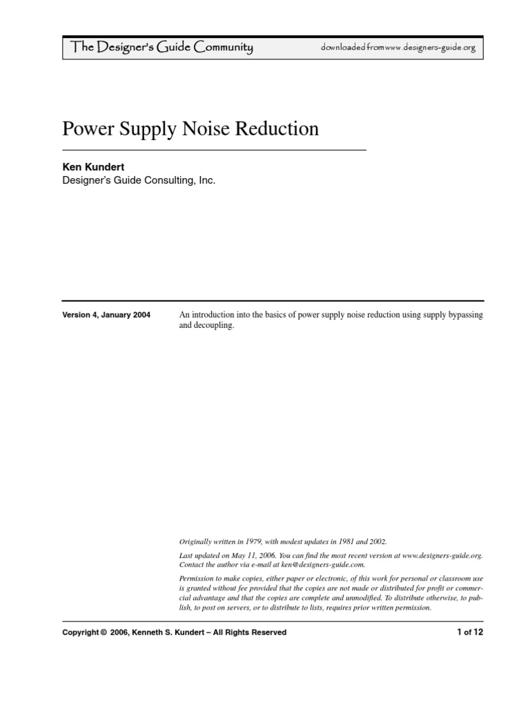Power Supply Noise Reduction The Designer's Guide Community PDF Amplifier Inductance