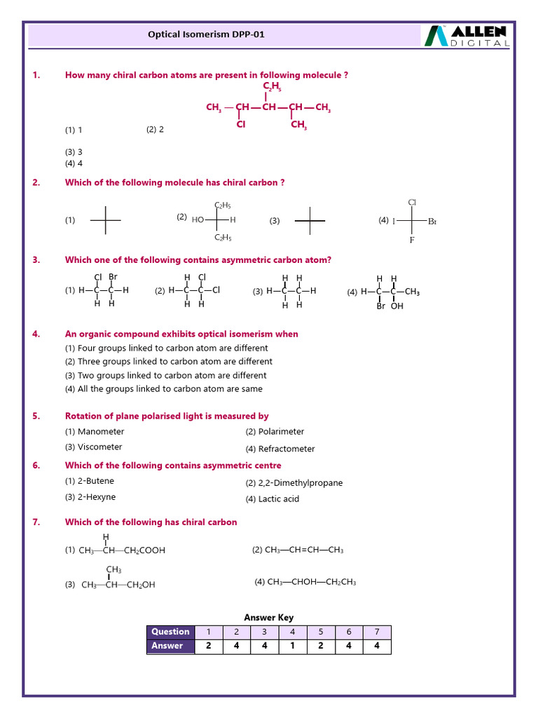 2 Optical Isomerism Dpp_251101_175033 | PDF | Isomer | Chirality ...