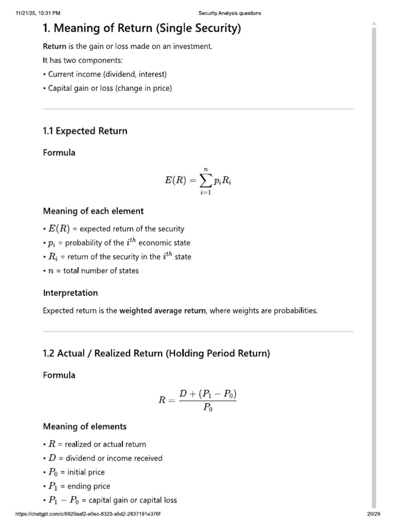 Riask and Return Calculation | PDF