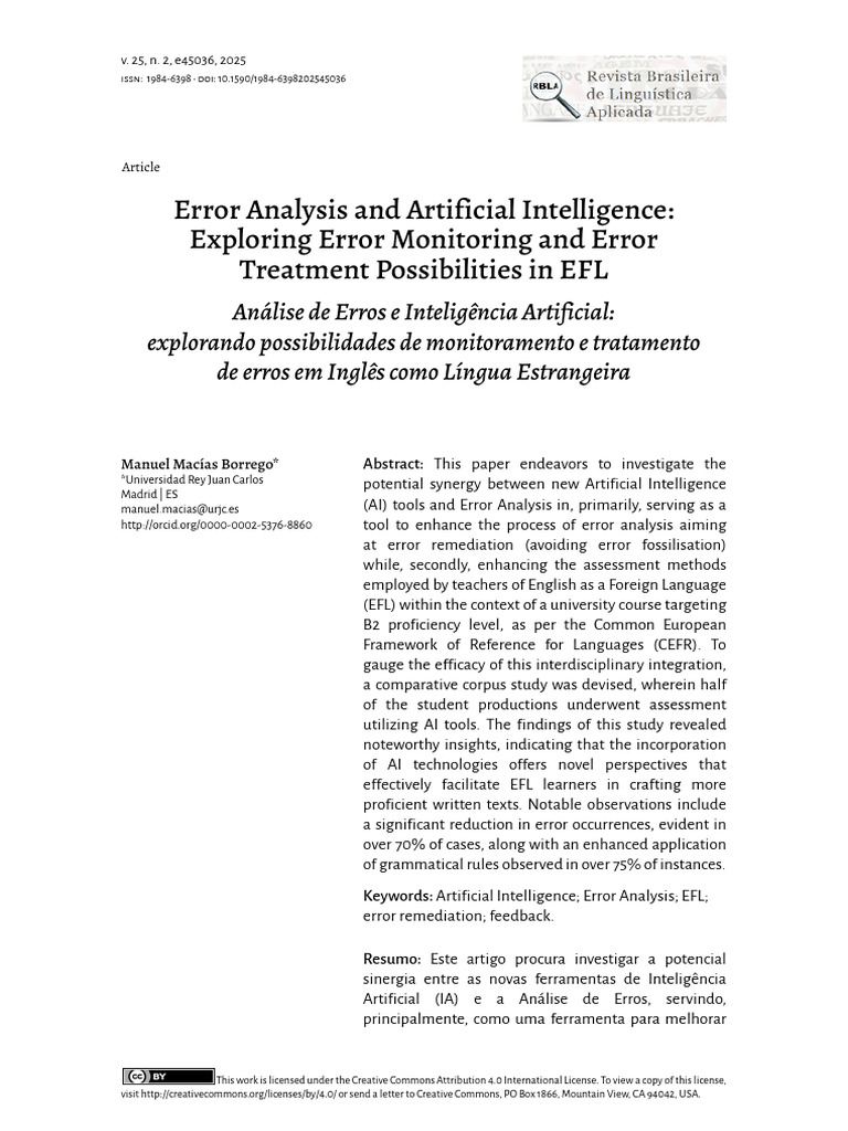 Error Analysis and Artificial Intelligence Explori | PDF | Intelligence ...